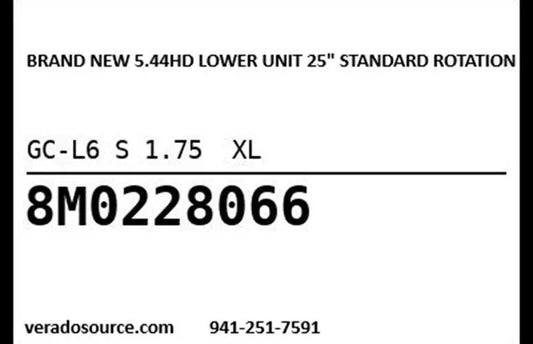 NEW Mercury Verado Lower Unit L6 5.44HD 25" Standard Rotation
