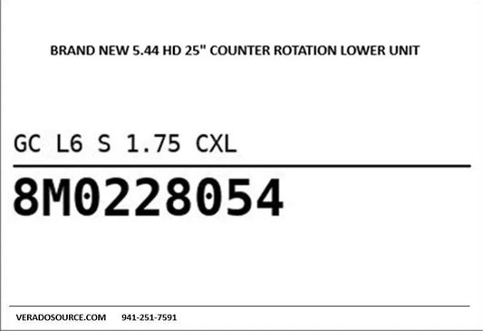 NEW Mercury Verado Lower Unit L6 5.44HD 25" Counter Rotation